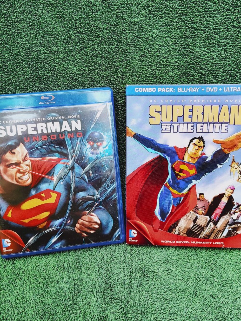 Lot Of 2 DC Superman Animated Blu-Ray DVD Movies Unbound Vs The Elite